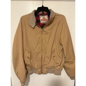 Vintage Baracuta by Van Heusen Jacket Mens 40R Tan Harrington Tartan Lined 90s